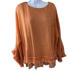Easel Boho Rust Orange Brown Knit Top Ruffle Bottom size Small